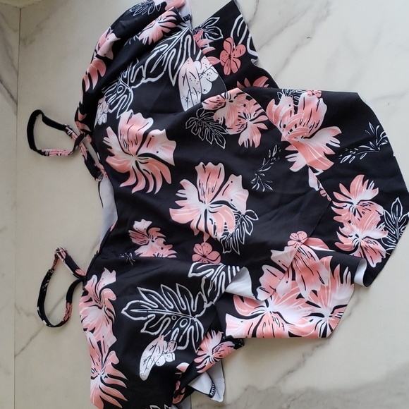 Zando Tankini Two Piece Swimwear Flouncy Top High Waisted Bottom Floral Size XXL - Picture 7 of 16